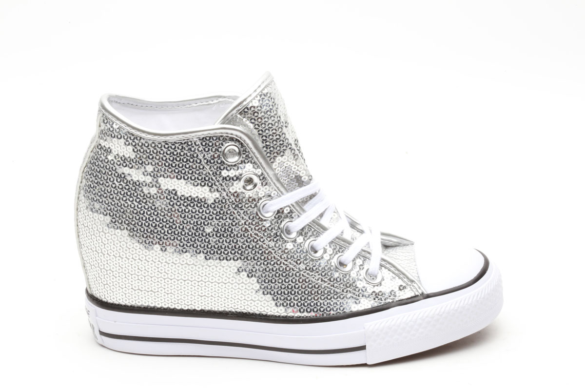 converse paillettes argento